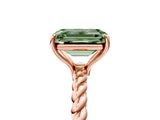 Rose gold Fancy Green Emerald  Solitaire Twist Band Ring with Four-Prong Setting_97