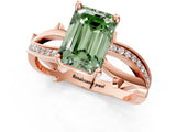 Rose gold Fancy Green Emerald  Solitaire Twist Band with Pavé Accents and Four-Prong Setting_21