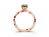 Rose gold Fancy Green Emerald  Solitaire Twist Band with Pavé Accents and Four-Prong Setting_23