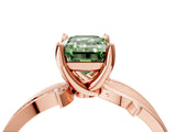 Rose gold Fancy Green Emerald  Solitaire Twist Band with Pavé Accents and Four-Prong Setting_24
