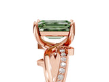 Rose gold Fancy Green Emerald  Solitaire Twist Band with Pavé Accents and Four-Prong Setting_25