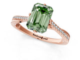 Rose gold Fancy Green Emerald  Solitaire Twist Band with Pavé Diamonds and Four-Prong Setting_68