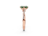 Rose gold Fancy Green Emerald  Solitaire Twist Band with Pavé Diamonds and Four-Prong Setting_69