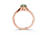 Rose gold Fancy Green Emerald  Solitaire Twist Band with Pavé Diamonds and Four-Prong Setting_70