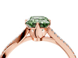 Rose gold Fancy Green Emerald  Solitaire Twist Band with Pavé Diamonds and Four-Prong Setting_71