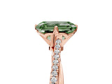 Rose gold Fancy Green Emerald  Solitaire Twist Band with Pavé Diamonds and Four-Prong Setting_72