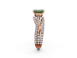 Rose gold Fancy Green Emerald  Solitaire Twist Band with Pavé Setting and Four-Prong Setting_117