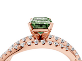 Rose gold Fancy Green Emerald  Solitaire Twist Band with Pavé Setting and Four-Prong Setting_119