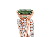 Rose gold Fancy Green Emerald  Solitaire Twist Band with Pavé Setting and Four-Prong Setting_120