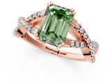 Rose gold Fancy Green Emerald  Solitaire Twist Band with Pavé Setting and Four-Prong Setting_18
