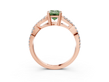 Rose gold Fancy Green Emerald  Solitaire Twist Band with Pavé Setting and Four-Prong Setting_20