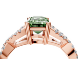 Rose gold Fancy Green Emerald  Solitaire Twist Band with Pavé Setting and Four-Prong Setting_21