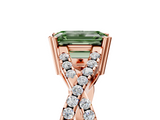 Rose gold Fancy Green Emerald  Solitaire Twist Band with Pavé Setting and Four-Prong Setting_22