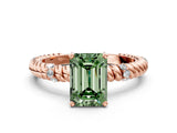 Rose gold Fancy Green Emerald  Solitaire Twisted Band Prong Set Engagement Ring_75
