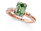 Rose gold Fancy Green Emerald  Solitaire Twisted Band Prong Set Engagement Ring_76