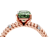 Rose gold Fancy Green Emerald  Solitaire Twisted Band Prong Set Engagement Ring_79