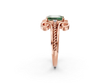 Rose gold Fancy Green Emerald  Solitaire Twisted Band Scroll Prong Ring_22