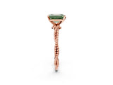 Rose gold Fancy Green Emerald  Solitaire Twisted Band with Bead Prong Setting_298