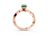 Rose gold Fancy Green Emerald  Solitaire Twisted Band with Bead Prong Setting_299
