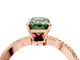 Rose gold Fancy Green Emerald  Solitaire Twisted Band with Bead Prong Setting_300
