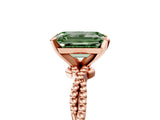 Rose gold Fancy Green Emerald  Solitaire Twisted Band with Bead Prong Setting_301