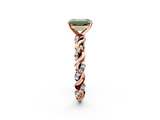 Rose gold Fancy Green Emerald  Solitaire Twisted Band with Pavé Accents and Four-Prong Setting_5