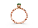 Rose gold Fancy Green Emerald  Solitaire Twisted Band with Pavé Accents and Four-Prong Setting_6