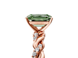 Rose gold Fancy Green Emerald  Solitaire Twisted Band with Pavé Accents and Four-Prong Setting_8