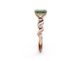 Rose gold Fancy Green Emerald  Solitaire Twisted Band with Prong Setting 2