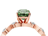 Rose gold Fancy Green Emerald  Solitaire Twisted Band with Prong Setting 4