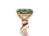 Rose gold Fancy Green Emerald  Solitaire Twisted Band with Prong Setting 5