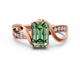 Rose gold Fancy Green Emerald  Solitaire Twisted Band with Prong Setting_3