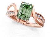 Rose gold Fancy Green Emerald  Solitaire Twisted Band with Prong Setting_4