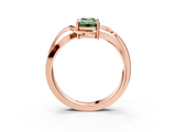 Rose gold Fancy Green Emerald  Solitaire Twisted Band with Prong Setting_6