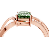 Rose gold Fancy Green Emerald  Solitaire Twisted Band with Prong Setting_7