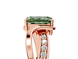 Rose gold Fancy Green Emerald  Solitaire Twisted Band with Prong Setting_8