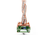 Rose gold Fancy Green Emerald  Solitaire Twisted Pave Diamond Ring with Four-Prong Setting_12