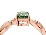 Rose gold Fancy Green Emerald  Solitaire Twisted Pave Diamond Ring with Four-Prong Setting_16