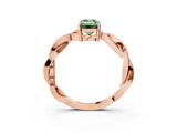 Rose gold Fancy Green Emerald  Solitaire Twisted Pave Diamond Ring with Four-Prong Setting_83