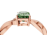 Rose gold Fancy Green Emerald  Solitaire Twisted Pave Diamond Ring with Four-Prong Setting_84