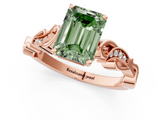 Rose gold Fancy Green Emerald  Solitaire Vine Band with Milgrain Prong Setting_4