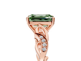 Rose gold Fancy Green Emerald  Solitaire Vine Band with Milgrain Prong Setting_8