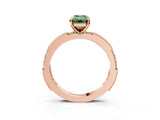 Rose gold Fancy Green Emerald  Solitaire with Pavé Band and Four-Prong Setting_322