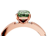 Rose gold Fancy Green Emerald  Solitaire with Pavé Band and Four-Prong Setting_323