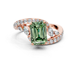 Rose gold Fancy Green Emerald  Solitaire with Pavé Twist Band and Four-Prong Setting_59
