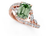 Rose gold Fancy Green Emerald  Solitaire with Pavé Twist Band and Four-Prong Setting_60