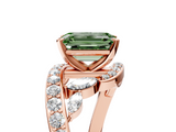 Rose gold Fancy Green Emerald  Solitaire with Pavé Twist Band and Four-Prong Setting_64
