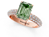 Rose gold Fancy Green Emerald  Solitaire with Pave Band and Four-Prong Setting_4