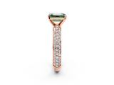 Rose gold Fancy Green Emerald  Solitaire with Pave Band and Four-Prong Setting_5