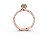 Rose gold Fancy Green Emerald  Solitaire with Pave Band and Four-Prong Setting_6